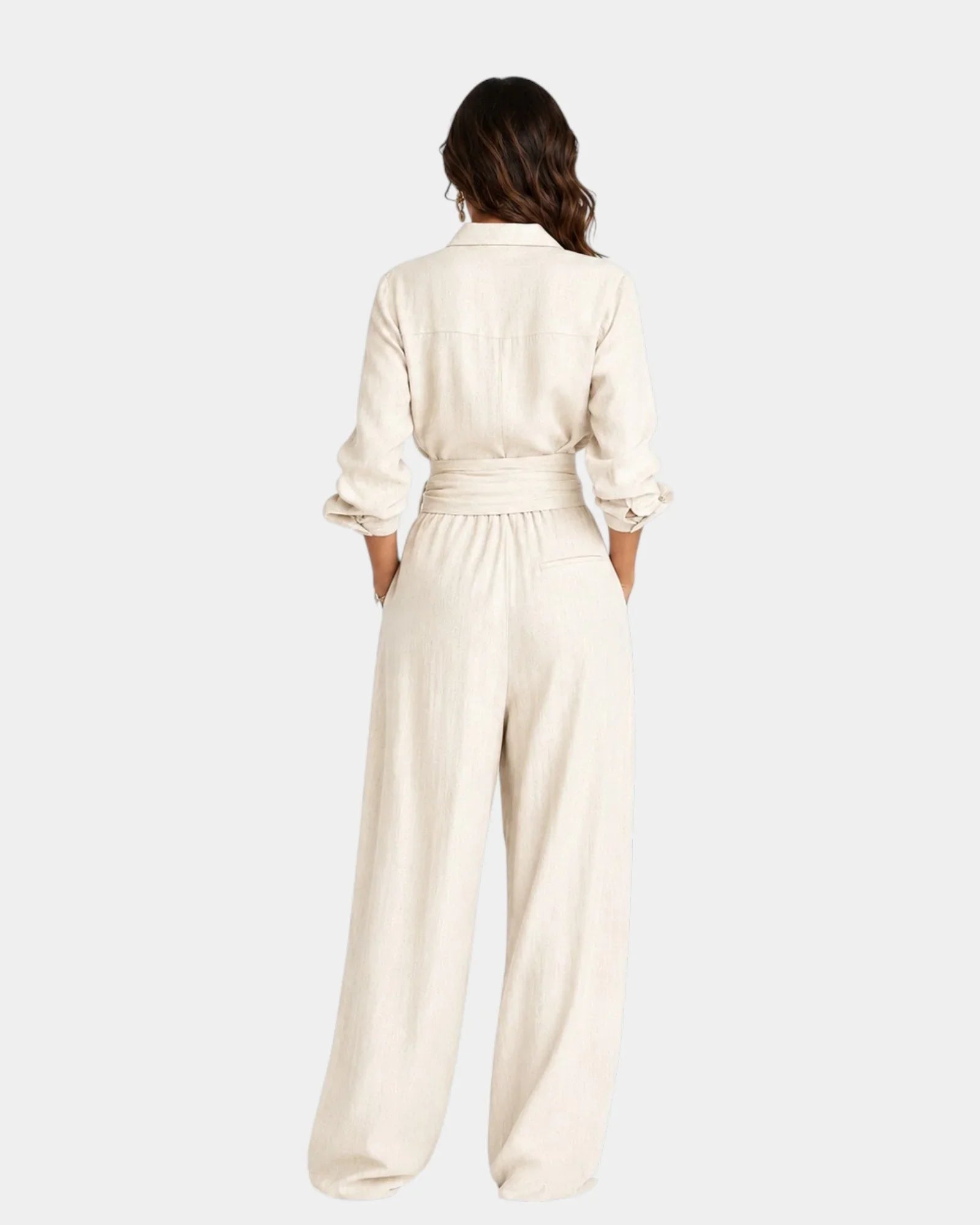 Cybèle | Eleganter Jumpsuit mit langen Ärmeln und Gürtel