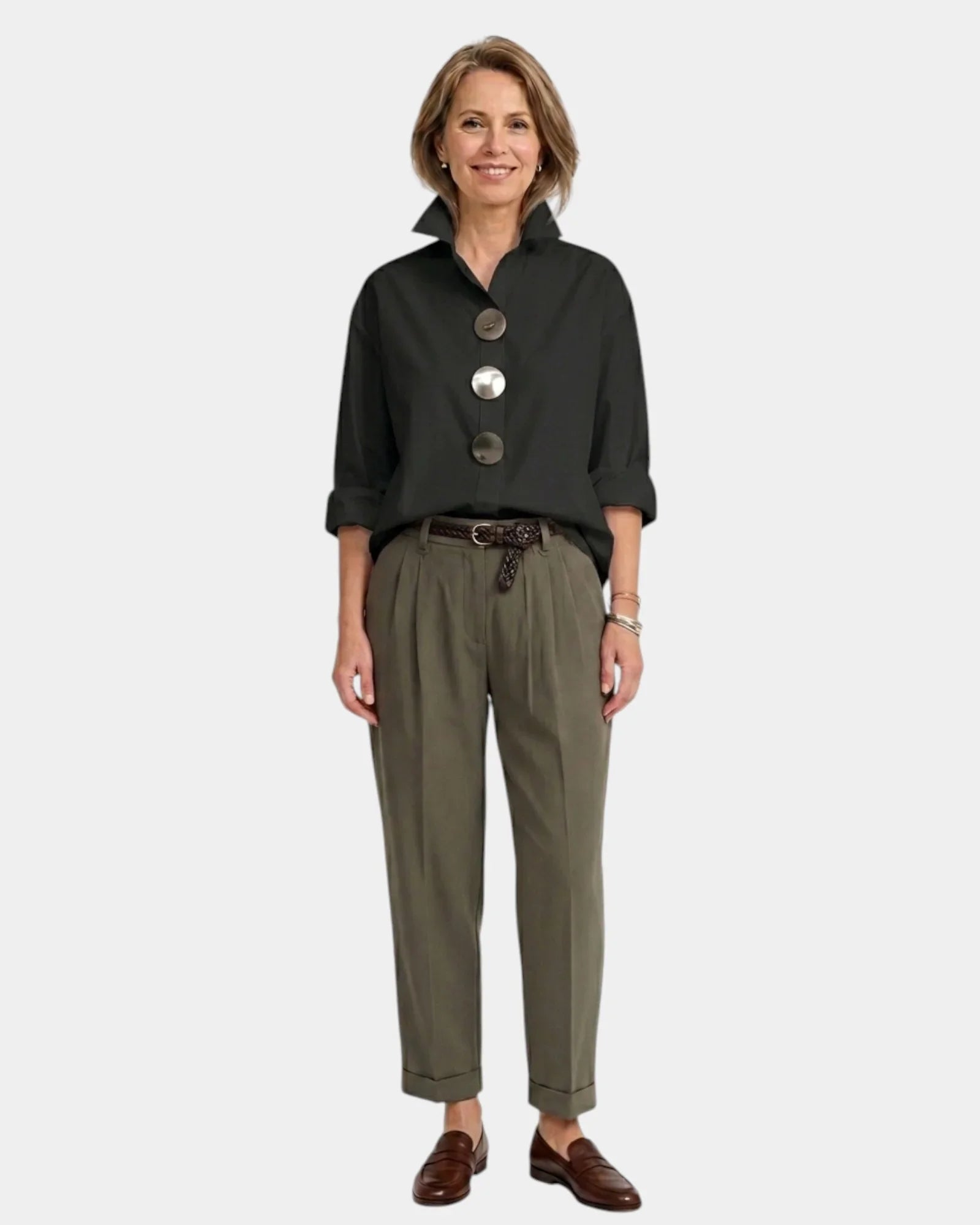 Perle | Bluse mit Stehkragen