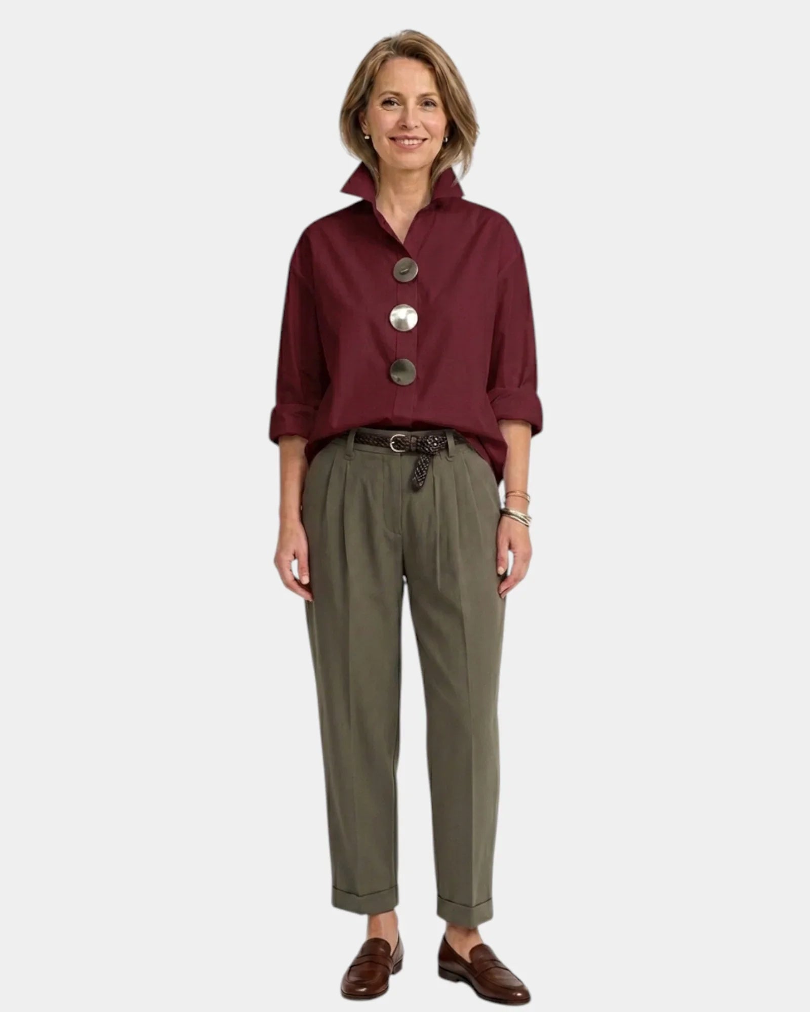 Perle | Bluse mit Stehkragen