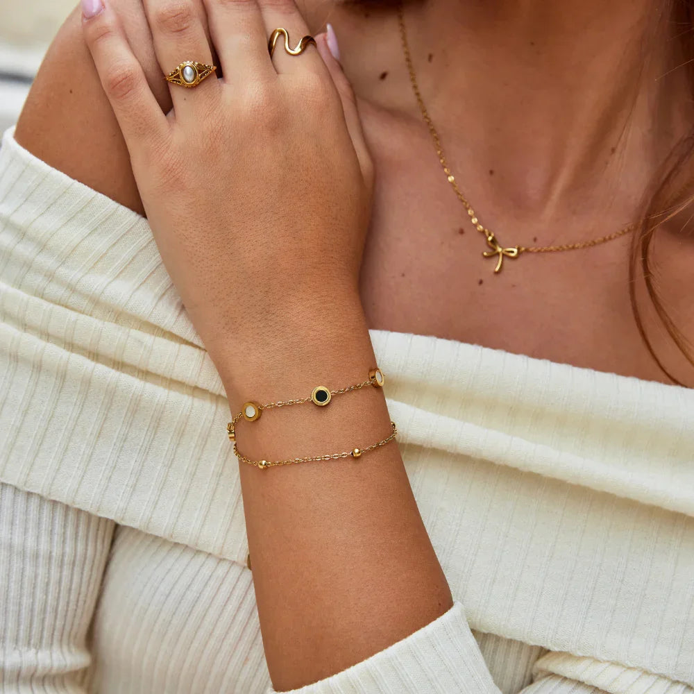 Victoire | Armband aus Onyx und Weißem Stein