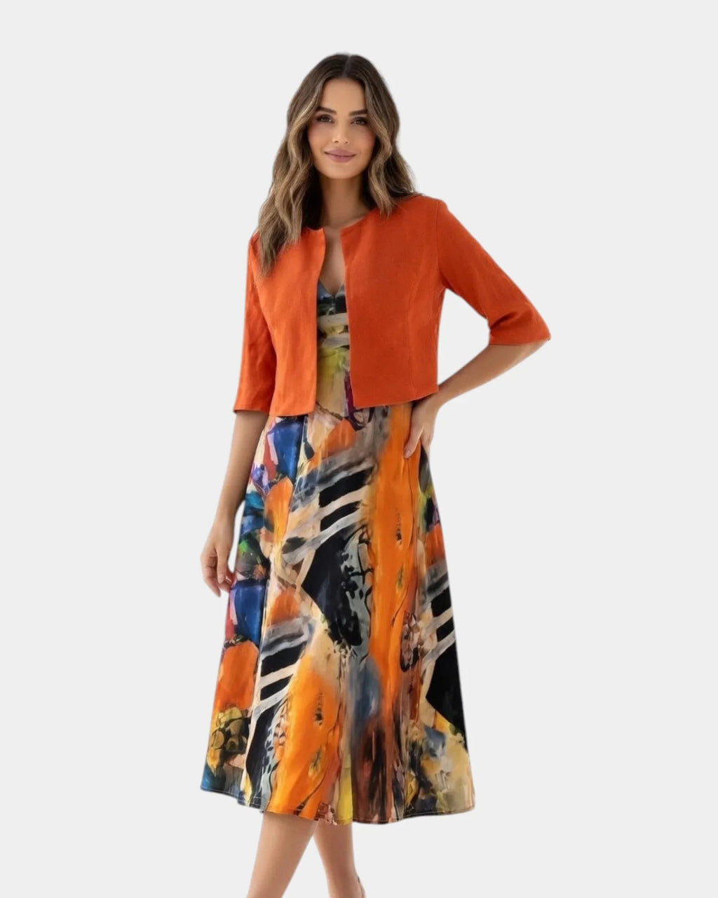 Stacy | Midi-Fluidkleid mit passender Jacke