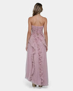 Féodora I Maxikleid Asymmetrisch Lavendel mit Volants