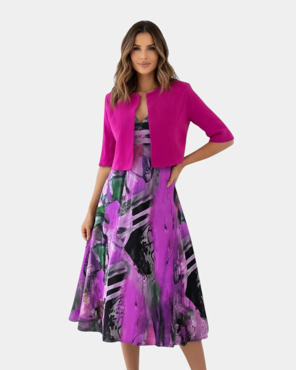 Stacy | Midi-Fluidkleid mit passender Jacke