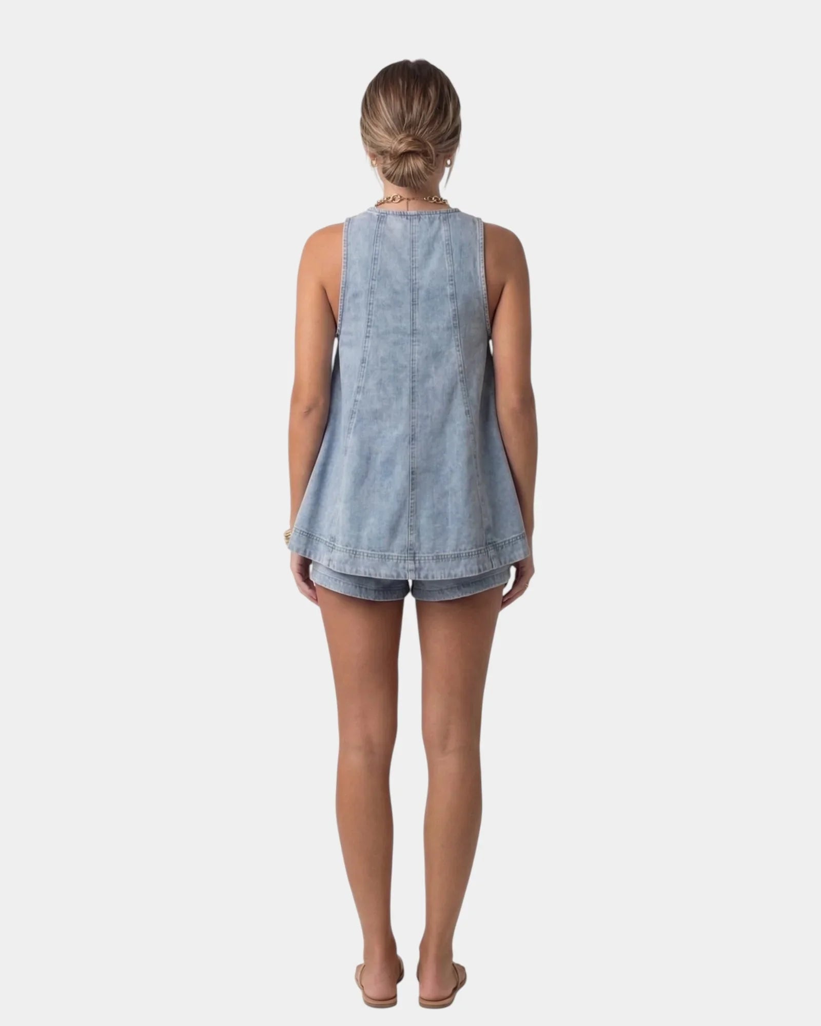 Erell | Ensemble kurz mit Denim-Bluse