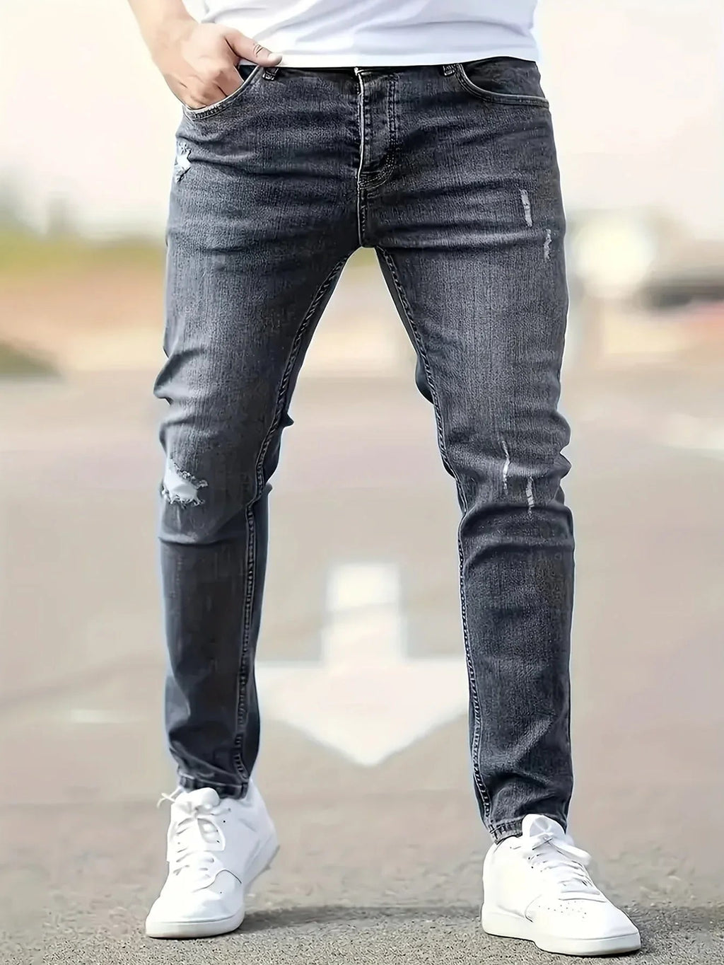 Alex | Slim Fit Trendige Zerrissene Jeans