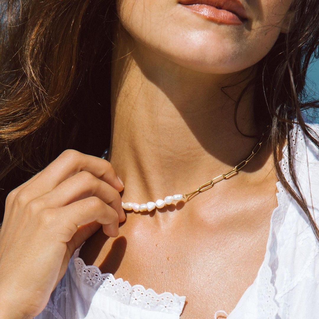 Coline | Halskette aus Gold und Perlen